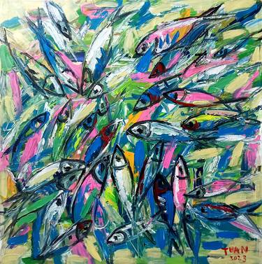 Print of Abstract Expressionism Fish Paintings by Anh Tuan Le