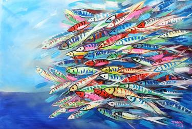 Print of Abstract Expressionism Fish Paintings by Anh Tuan Le