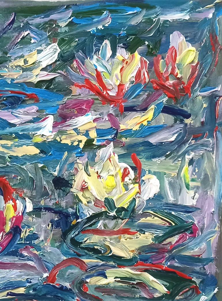 Original Art Deco Floral Painting by Anh Tuan Le