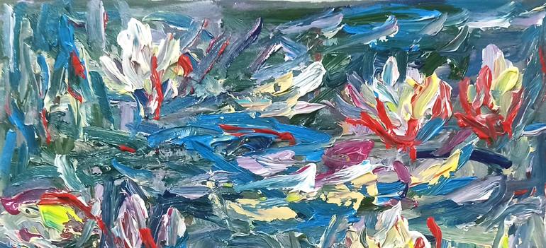 Original Art Deco Floral Painting by Anh Tuan Le