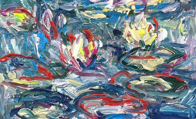 Original Art Deco Floral Painting by Anh Tuan Le