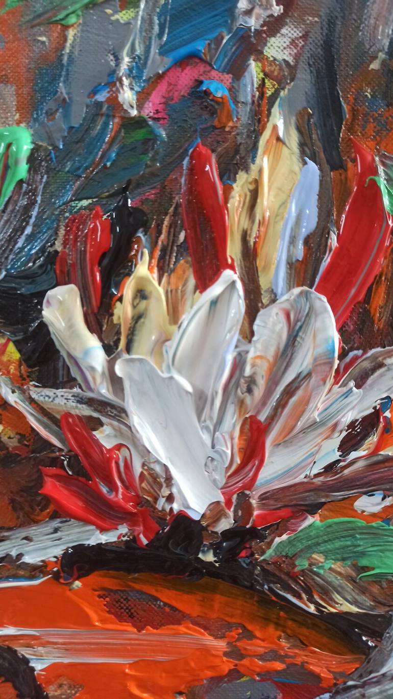 Original Art Deco Floral Painting by Anh Tuan Le