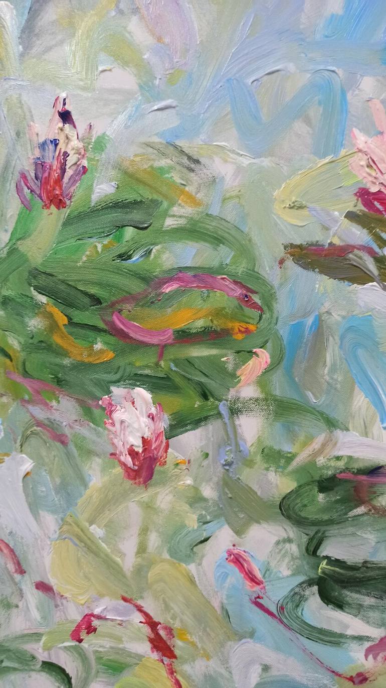 Original Art Deco Floral Painting by Anh Tuan Le