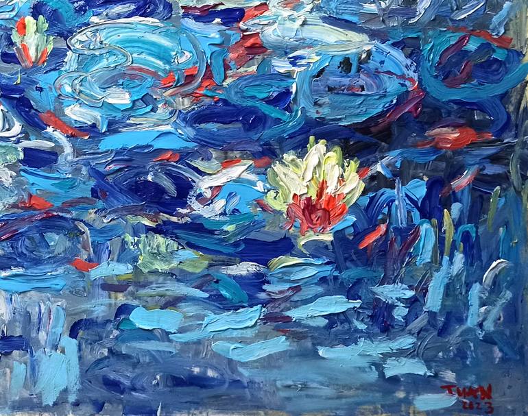 Original Art Deco Floral Painting by Anh Tuan Le