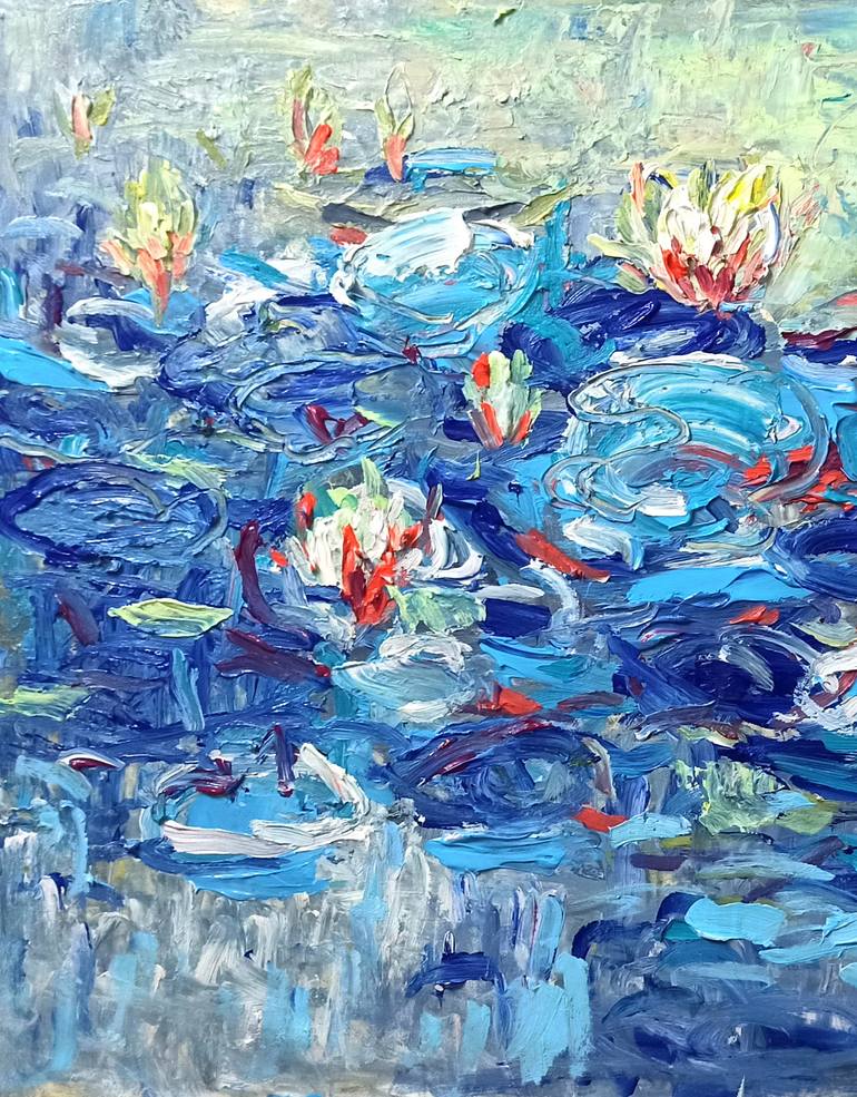 Original Art Deco Floral Painting by Anh Tuan Le