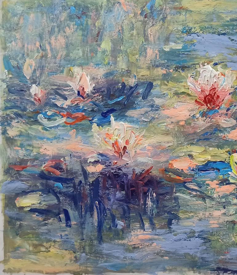Original Art Deco Floral Painting by Anh Tuan Le