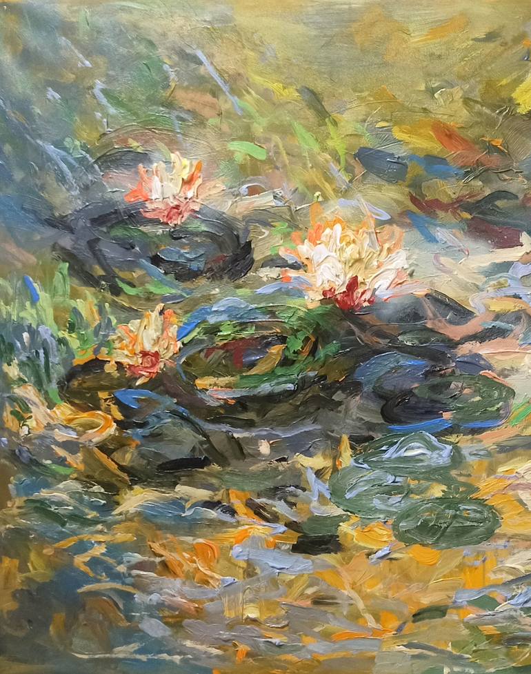 Original Art Deco Floral Painting by Anh Tuan Le