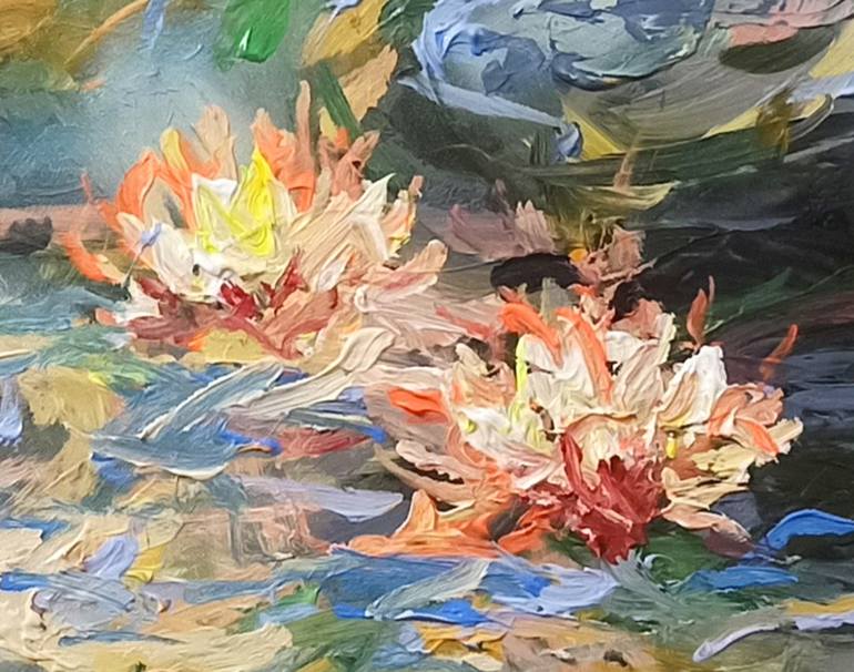 Original Art Deco Floral Painting by Anh Tuan Le