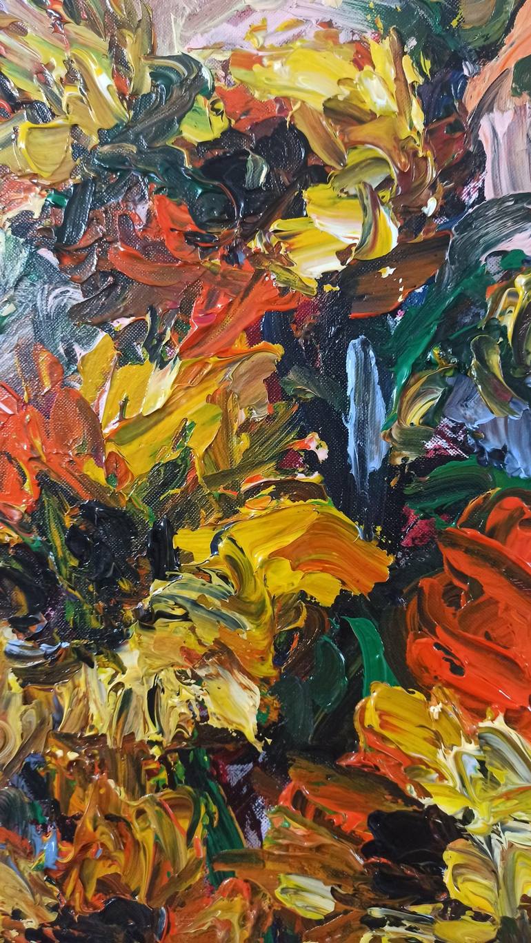 Original Expressionism Floral Painting by Anh Tuan Le