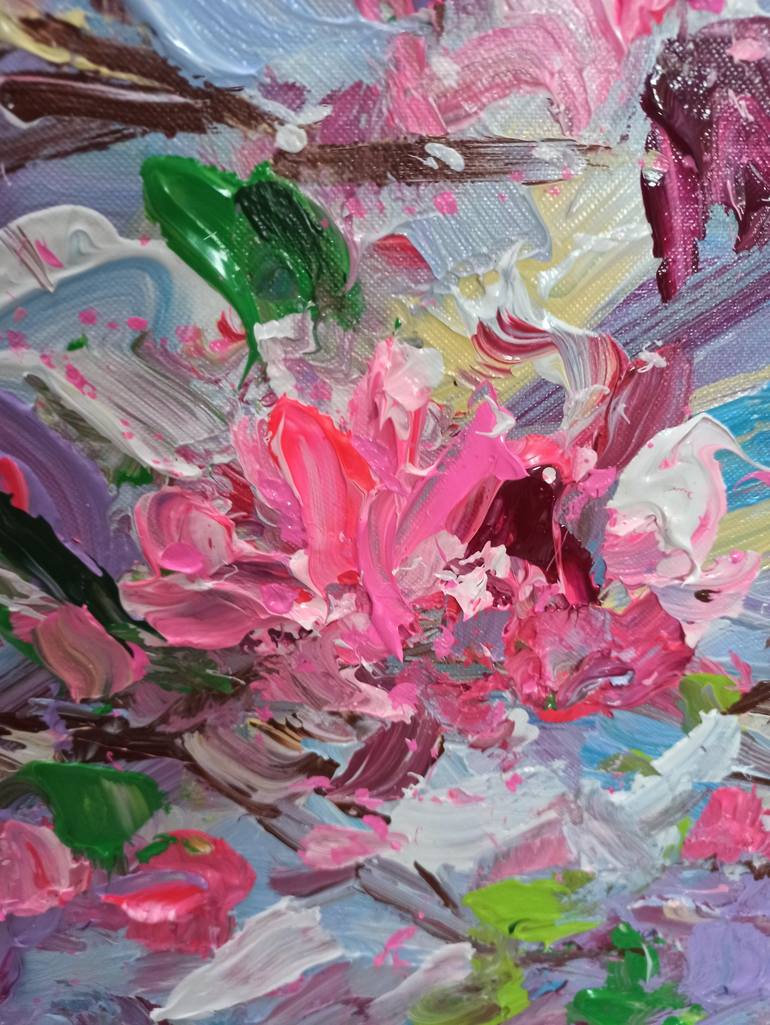 Original Impressionism Floral Painting by Anh Tuan Le