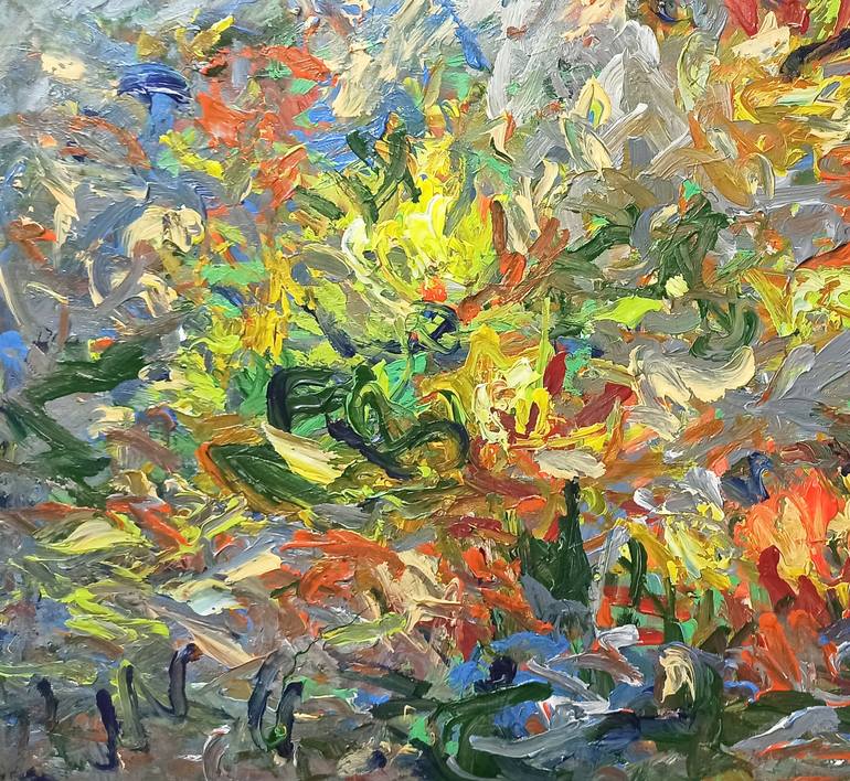 Original Art Deco Floral Painting by Anh Tuan Le