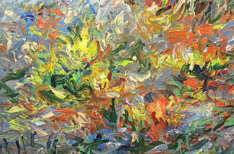 Original Art Deco Floral Painting by Anh Tuan Le