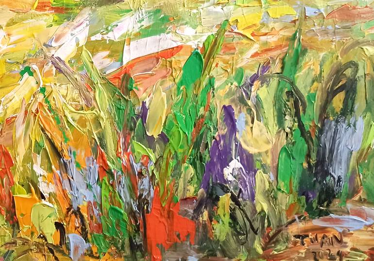 Original Art Deco Landscape Painting by Anh Tuan Le