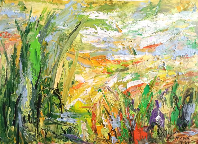 Original Art Deco Landscape Painting by Anh Tuan Le