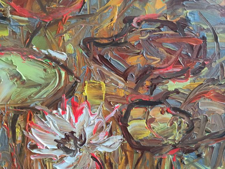 Original Abstract Floral Painting by Anh Tuan Le