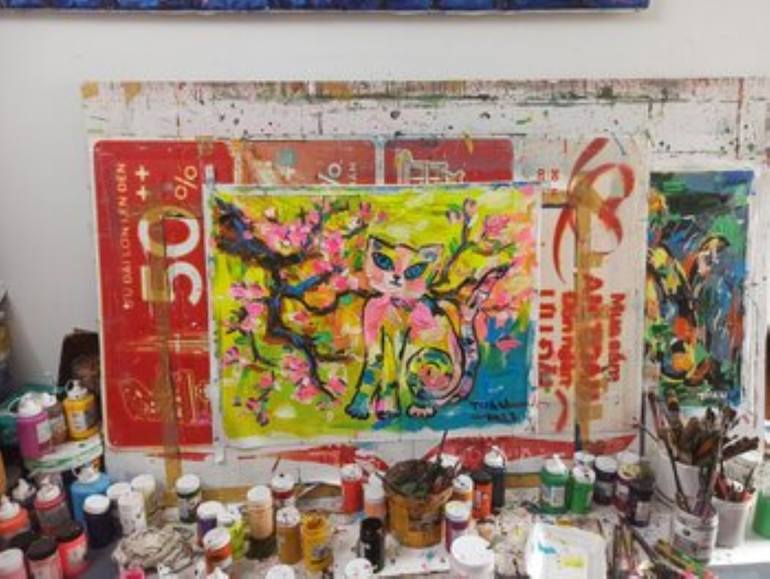 Original Abstract Expressionism Animal Painting by Anh Tuan Le