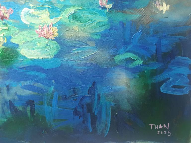 Original Art Deco Floral Painting by Anh Tuan Le