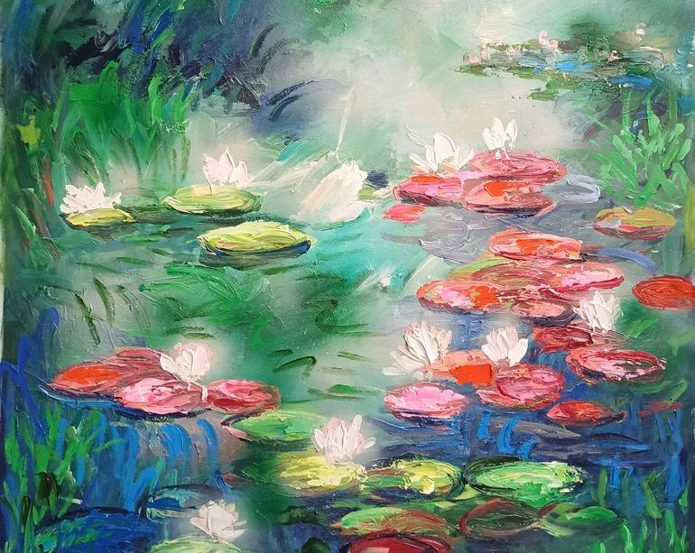Original Art Deco Floral Painting by Anh Tuan Le