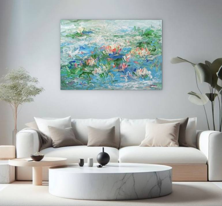 Original Art Deco Floral Painting by Anh Tuan Le