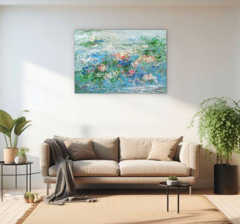 Original Art Deco Floral Painting by Anh Tuan Le