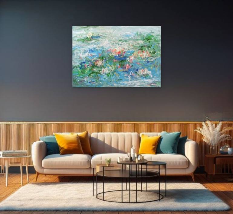 Original Art Deco Floral Painting by Anh Tuan Le