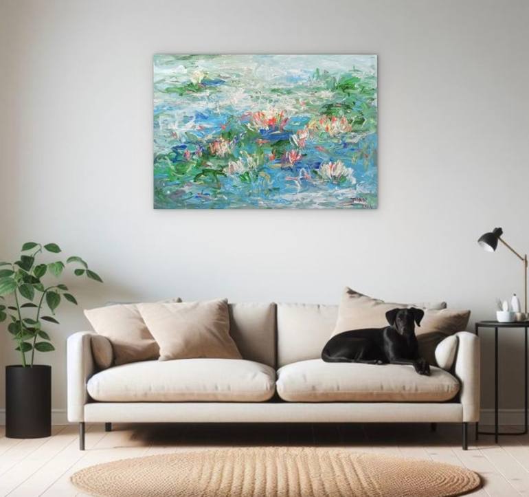 Original Art Deco Floral Painting by Anh Tuan Le