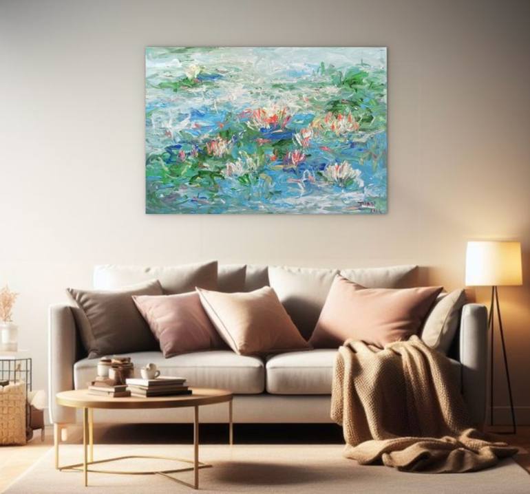 Original Art Deco Floral Painting by Anh Tuan Le