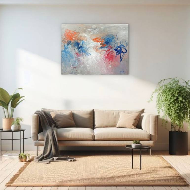 Original Art Deco Floral Painting by Anh Tuan Le