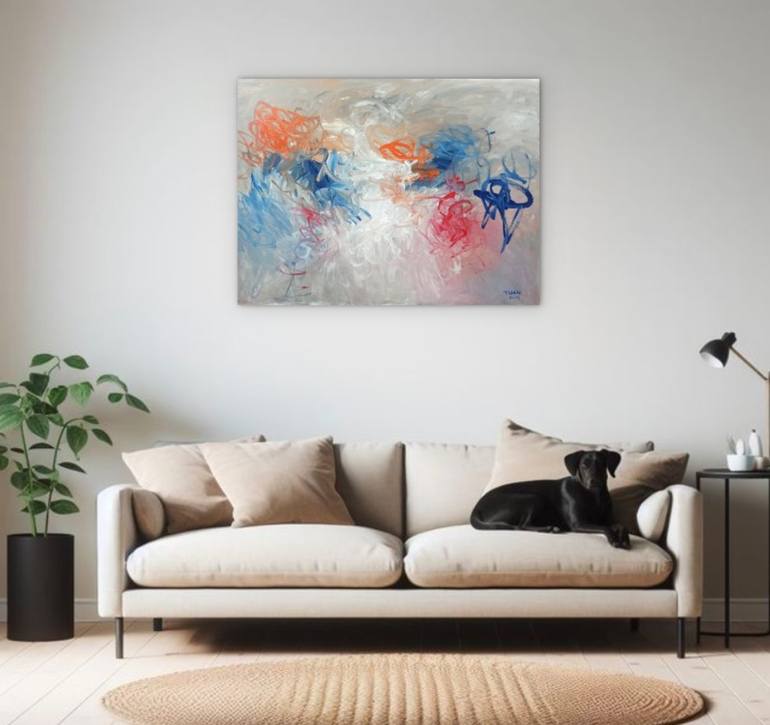 Original Art Deco Floral Painting by Anh Tuan Le