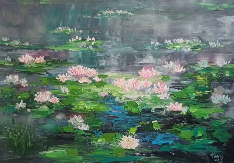 Original Abstract Floral Painting by Anh Tuan Le