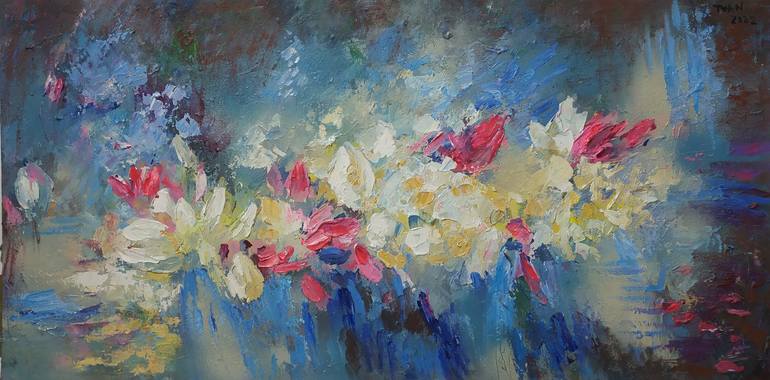 Original Floral Painting by Anh Tuan Le | Abstract Expressionism Art on Canvas | Copy of Morning on the lake