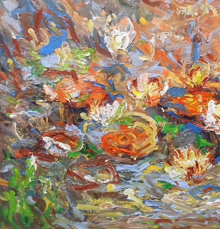 Original Art Deco Floral Painting by Anh Tuan Le
