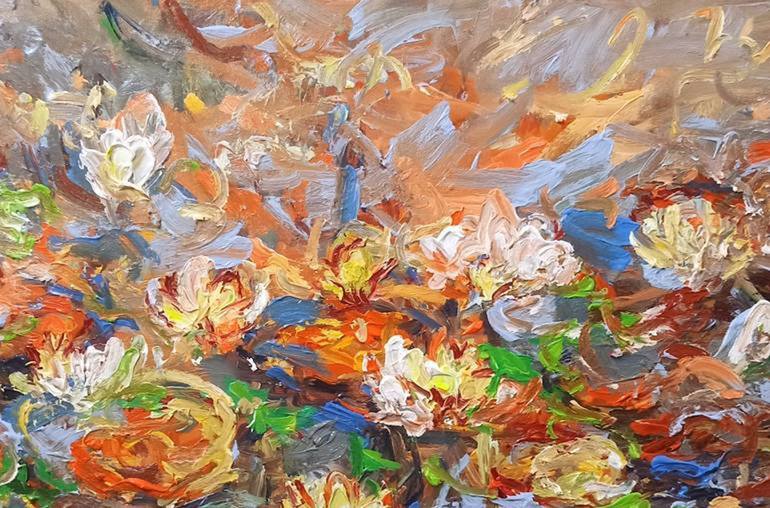Original Art Deco Floral Painting by Anh Tuan Le