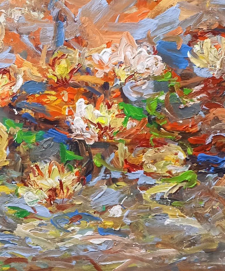 Original Art Deco Floral Painting by Anh Tuan Le
