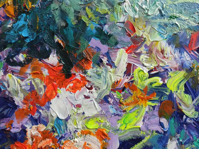 Original Art Deco Floral Painting by Anh Tuan Le