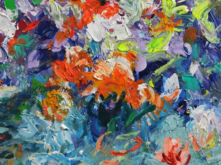 Original Art Deco Floral Painting by Anh Tuan Le