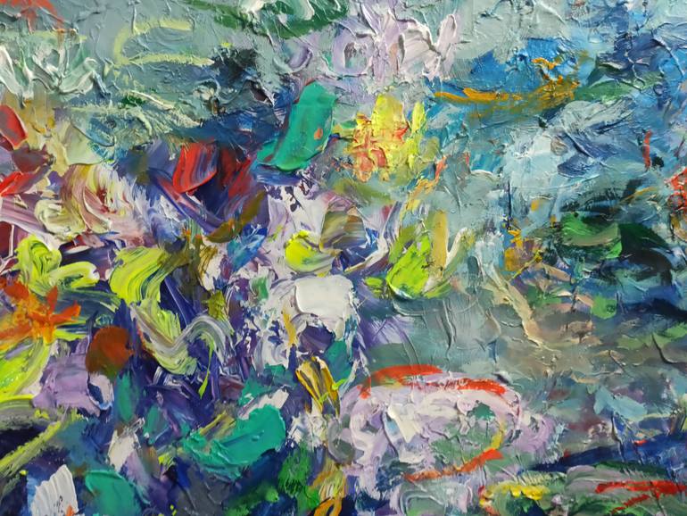 Original Art Deco Floral Painting by Anh Tuan Le