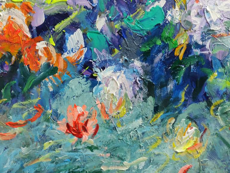 Original Art Deco Floral Painting by Anh Tuan Le