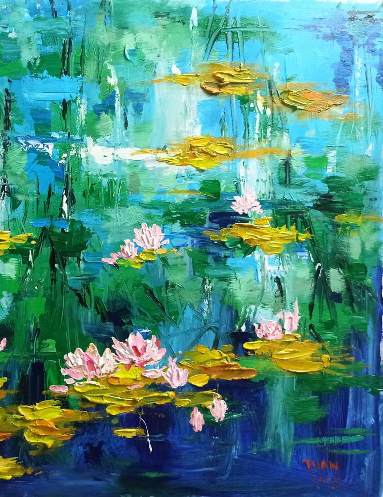 Original Abstract Floral Painting by Anh Tuan Le