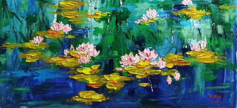 Original Abstract Floral Painting by Anh Tuan Le