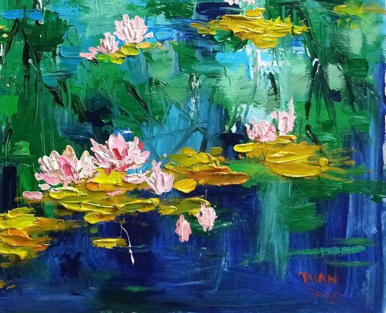 Original Abstract Floral Painting by Anh Tuan Le