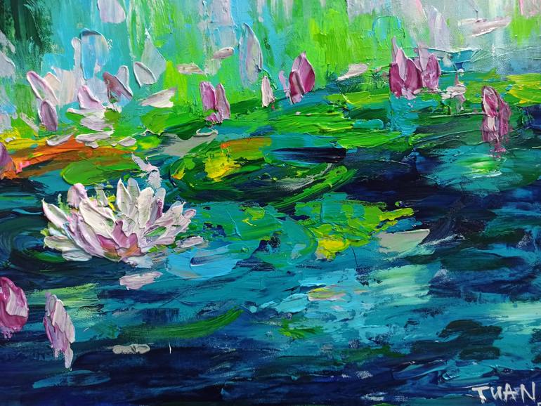 Original Art Deco Floral Painting by Anh Tuan Le