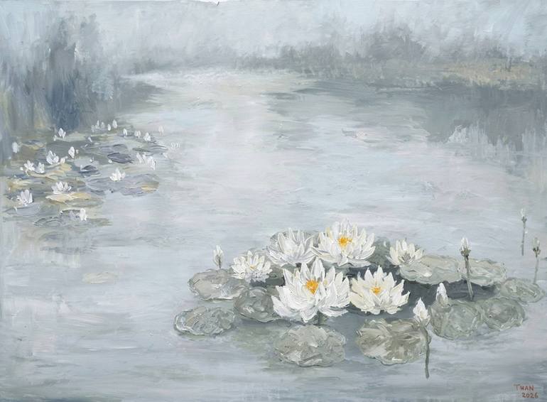 Original Floral Painting by Anh Tuan Le | Art Deco Art on Canvas | The Architecture of Silence