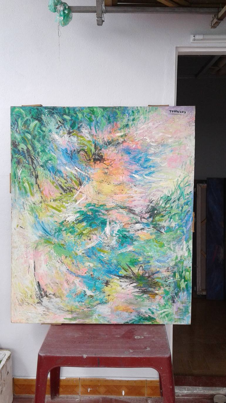 Original Abstract Expressionism Abstract Painting by Anh Tuan Le