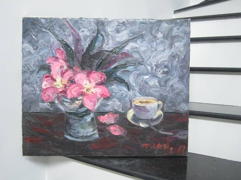 Original Expressionism Floral Painting by Anh Tuan Le