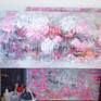 Painting by Le Anh Tuan Floral, Flower, Diary flower, Boom, Pink, White, Abstract flower, 70x160cm