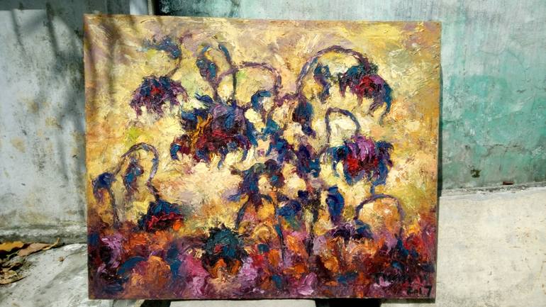 Original Expressionism Floral Painting by Anh Tuan Le