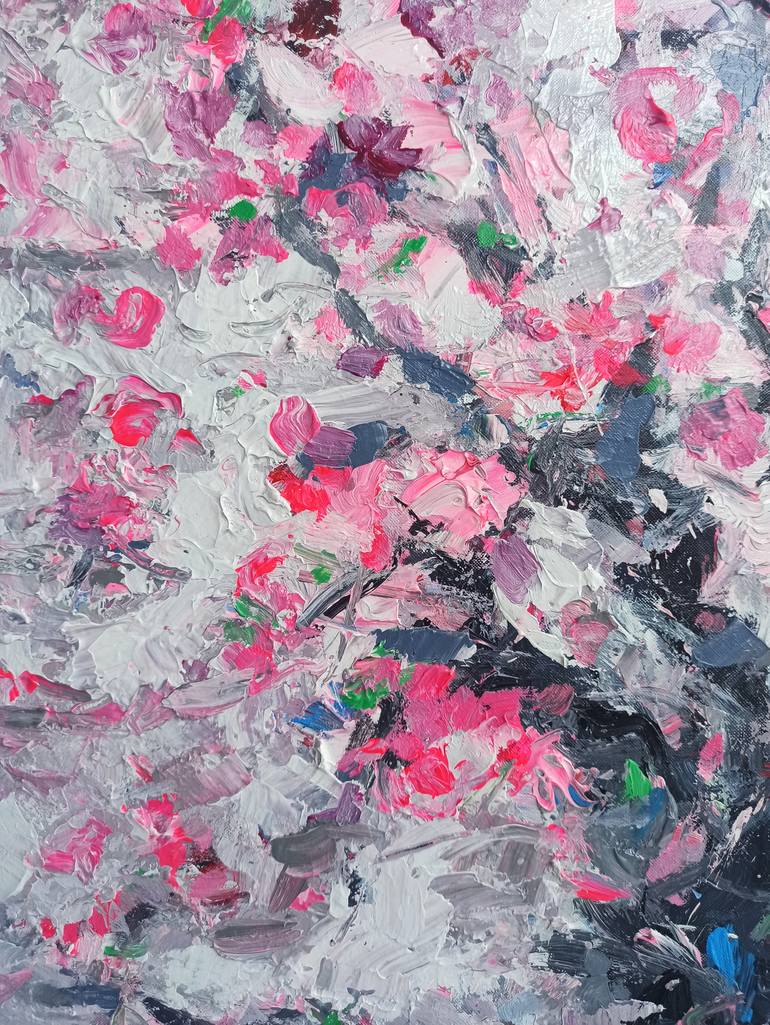 Original Abstract Expressionism Floral Painting by Anh Tuan Le