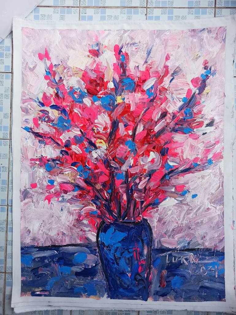 Original Abstract Expressionism Still Life Painting by Anh Tuan Le
