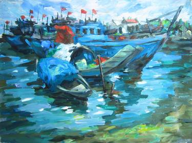 Print of Expressionism Sailboat Paintings by Anh Tuan Le